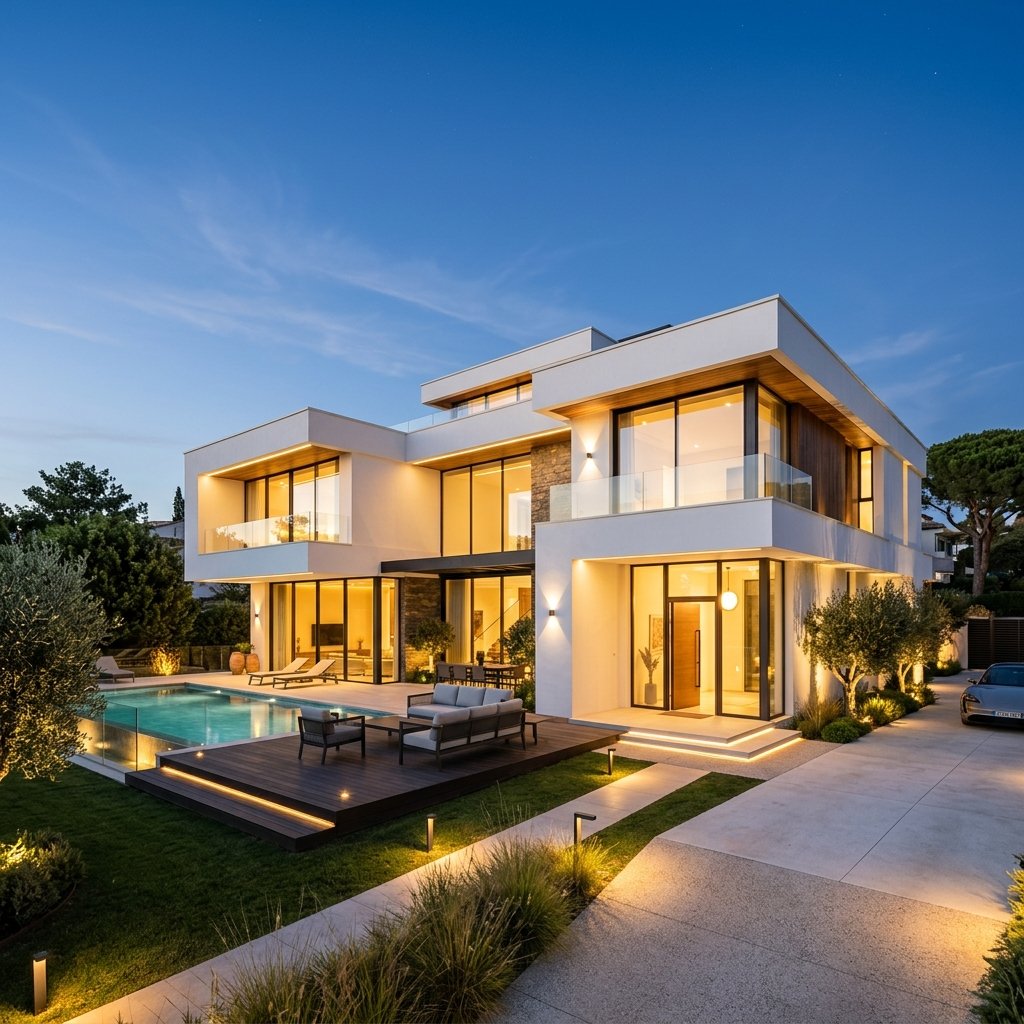 Sleek white and gold luxurious interior styling